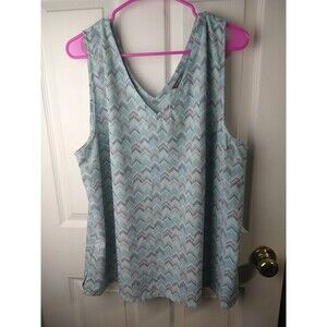 Eddie Bauer Woman 2X Travex Casual V Neck Pullover Tank Peak Stripes Atheleisure